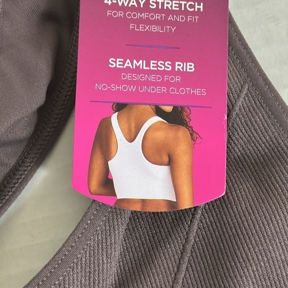 MAIDENFORM Seamless Lounge Tank Bra Large Sparrow (Purple Brown) NWT - Picture 7 of 12